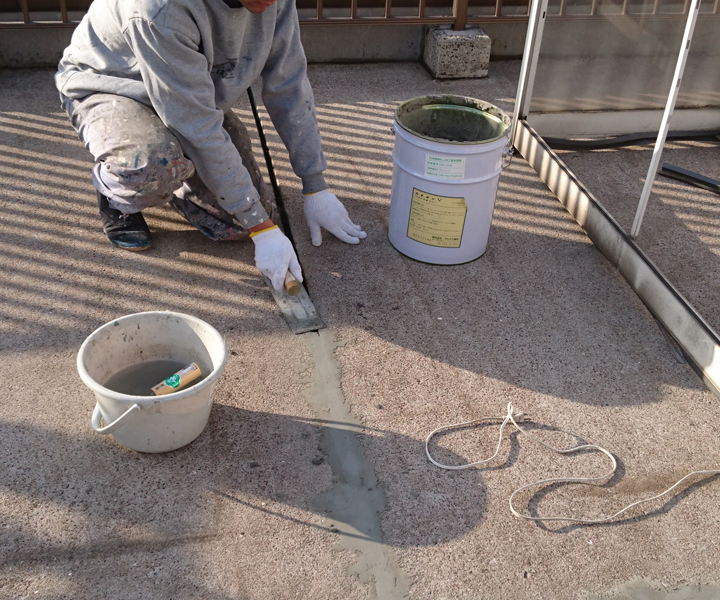 樹脂モルタルによる目地埋め片貝塗装